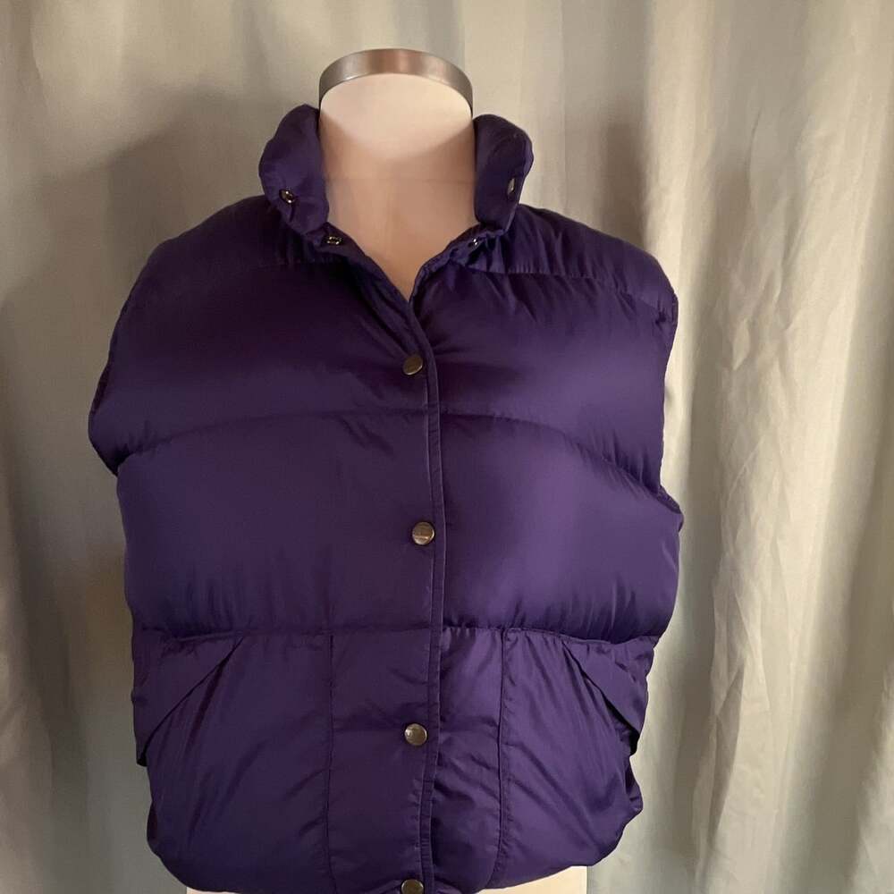 VTG L.L.Bean Women's Purple Down Insulated Snap Nylon Puffer Vest Pockets L